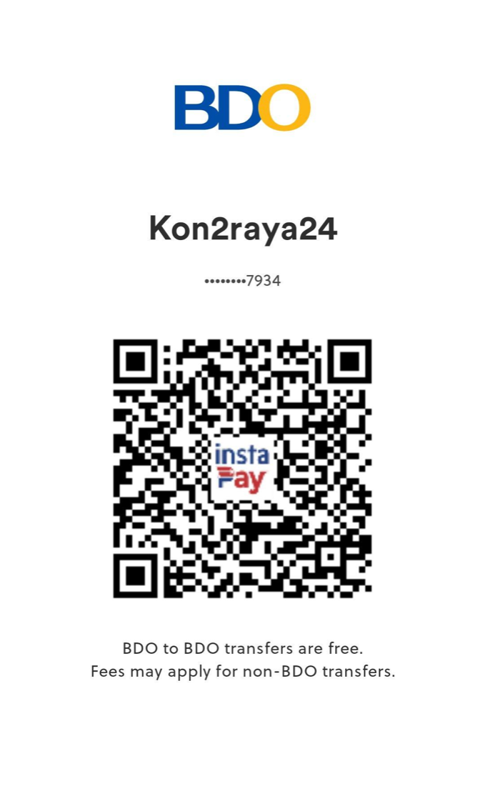 InstaPay QR code for sending support to Kon2raya24 (BDO)